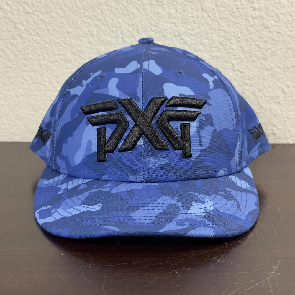 New Era PXG Hat Cap Snap Back One Size Blue Camo Golf 9FIFTY Mens Embroidered